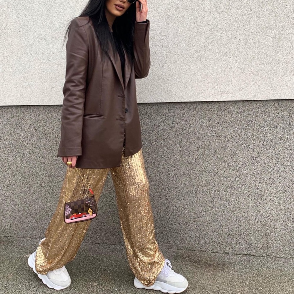 Zara sequin wide leg pants - Picture 5 of 16